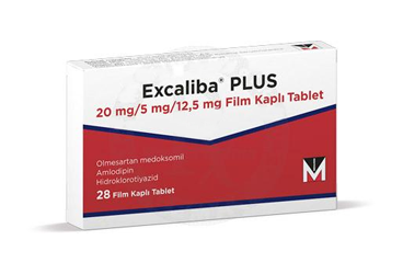 EXCALIBA PLUS 20 mg/ 5 mg/ 12.5 mg film kaplı tablet (28 tablet) kutu görseli