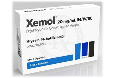 XEMOL 20 mg/ ml IM/IV/SC enjektabl çözelti içeren 6 ampül kutu görseli