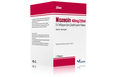 MOXACIN 400 mg/250 ml IV inf. için çözelti içeren 1 flakon kutu görseli