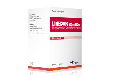 LINEDOR 600 mg/300 ml I.V. infüzyon için çözelti içeren flakon kutu görseli