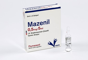 MAZENIL 0.50 mg/5 ml IV enj. için çöz. içeren 5 ampül kutu görseli