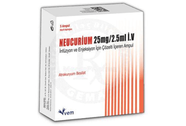 NEUCURIUM 25 mg/2.5 ml IV infüzyon ve enjeksiyon için çözelti içeren 5 ampül kutu görseli