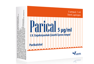 PARICAL 5 mcg/ml IV enjeksiyonluk çözelti içeren ampül 1 ml 5 ampül kutu görseli