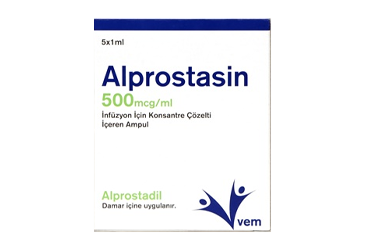 ALPROSTASIN 500 mcg/ml inf. için konsantre çöz. içeren 1 mlx5 ampül kutu görseli