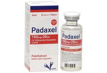 PADAXEL 150 mg/25 ml I V infüzyonluk konsantre çözelti (1 flakon) kutu görseli