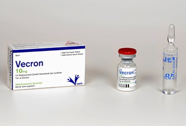 VECRON 10 mg IV enjeksiyonluk çözelti hazırlamak için liyofilize toz içeren toz ve çözücü (1 flakon+ 1 çözücü) kutu görseli