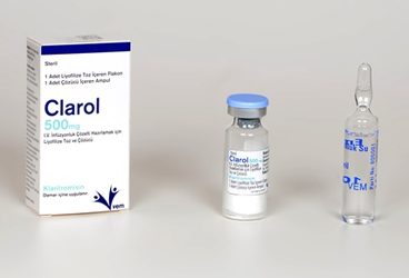 CLAROL 500 mg IV infüzyonluk çözelti hazırlamak için liyofilize toz ve çözücü kutu görseli