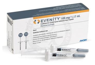 EVENITY 105MG-1.17ML enjeksiyonluk çözelti içeren kullanıma hazır enjektör (2 adet enjektör) kutu görseli