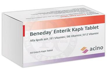 BENEDAY 250/250/1/300 mg 50 enterik kaplı tablet kutu görseli